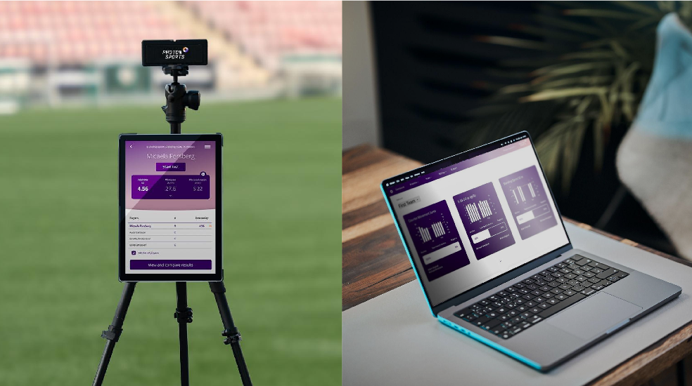 Elite Player Performance Squad Analyser device for up to 15 people, showcasing sleek design and user-friendly interface.